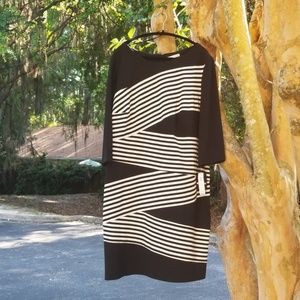 Knit black and white dress, 3/4 sleeve 20W